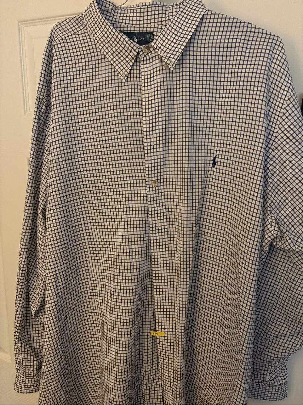 Ralph Lauren White and Navy Grid Button-Down Shirt